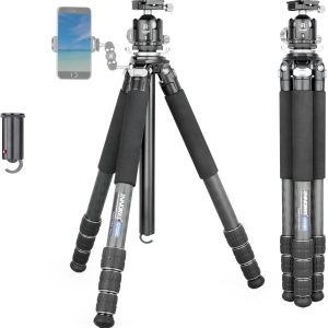 Carbon Fiber Tripod-INNOREL GT324C Professional Compact Tripod for DSLR Camera Heavy Duty Stand with Low Gravity Center Ball Head Special-Shaped Center Column Max Load 55lbs/25kg
