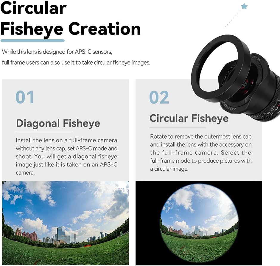 TTArtisan APS-C 7.5mm F2.0 Fisheye Lens with 180° Angle of View Half Frame Compatible with EOS-R Mount Cameras Like EOS R,EOS RP, EOS R5,EOS R6 Mirrorless Camera - Image 4
